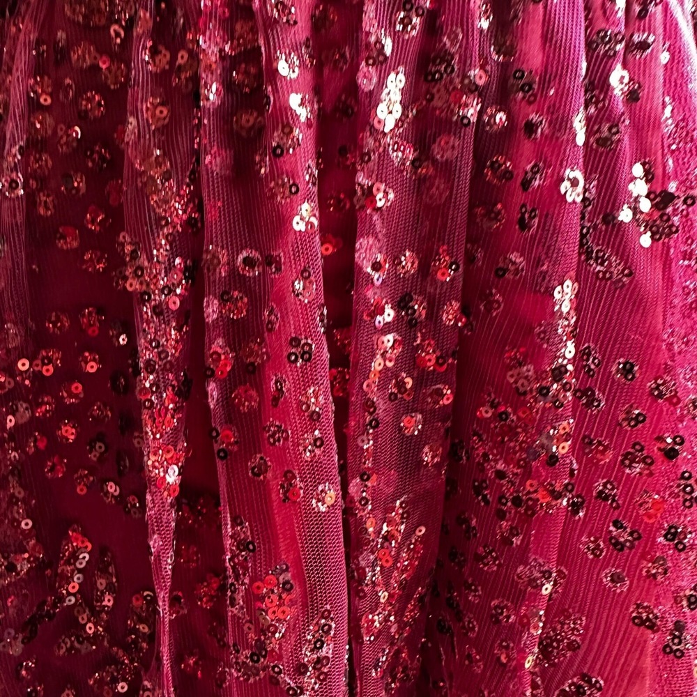Blondie Nites Burgundy Sequin Gown Princess Fairycore Prom Gala Size 13 NWT - Picture 7 of 13